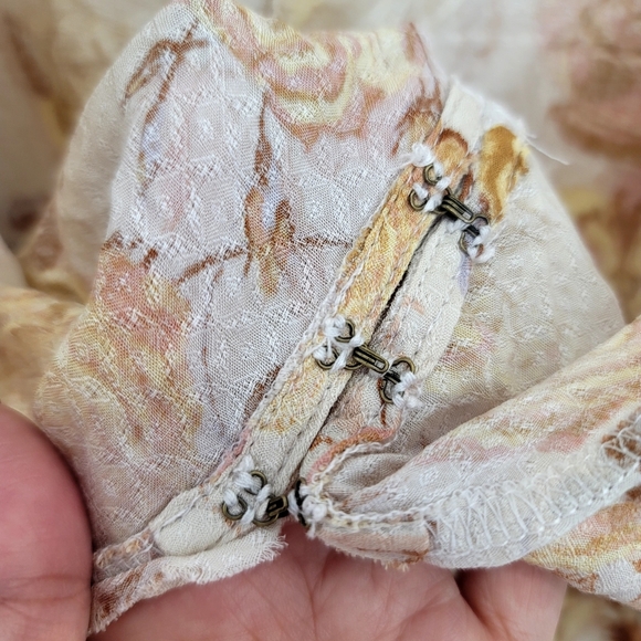 Free People Floral Bodysuit Large  Romantic Bell Sleeve | Western Gothic Nwot - Picture 5 of 17